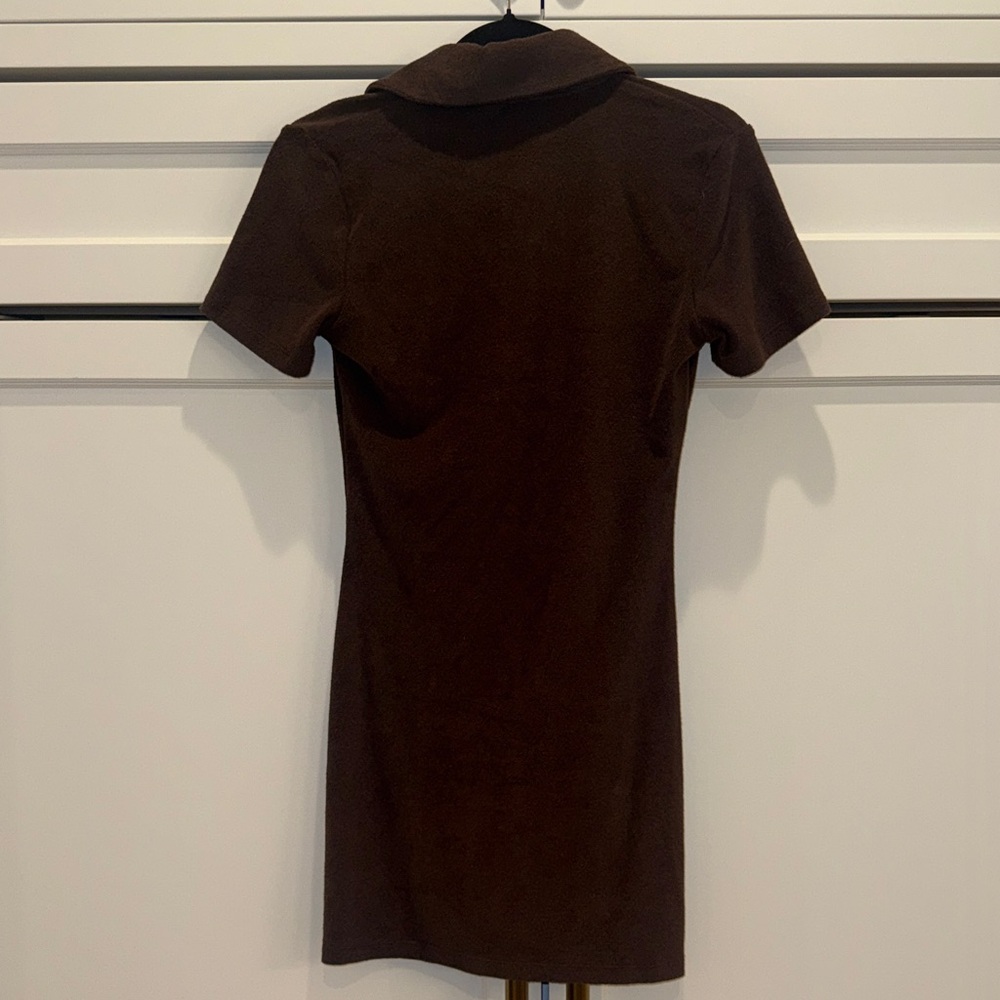 White Fox Boutique Brown Button-Front Ruched Mini Dress - Picture 4 of 4